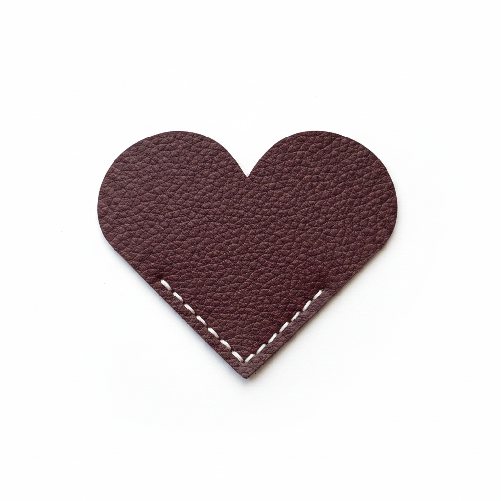 Burgundy Leather Heart Bookmark