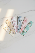 Set of 6 floral magnetic bookmarks in soft botanical prints