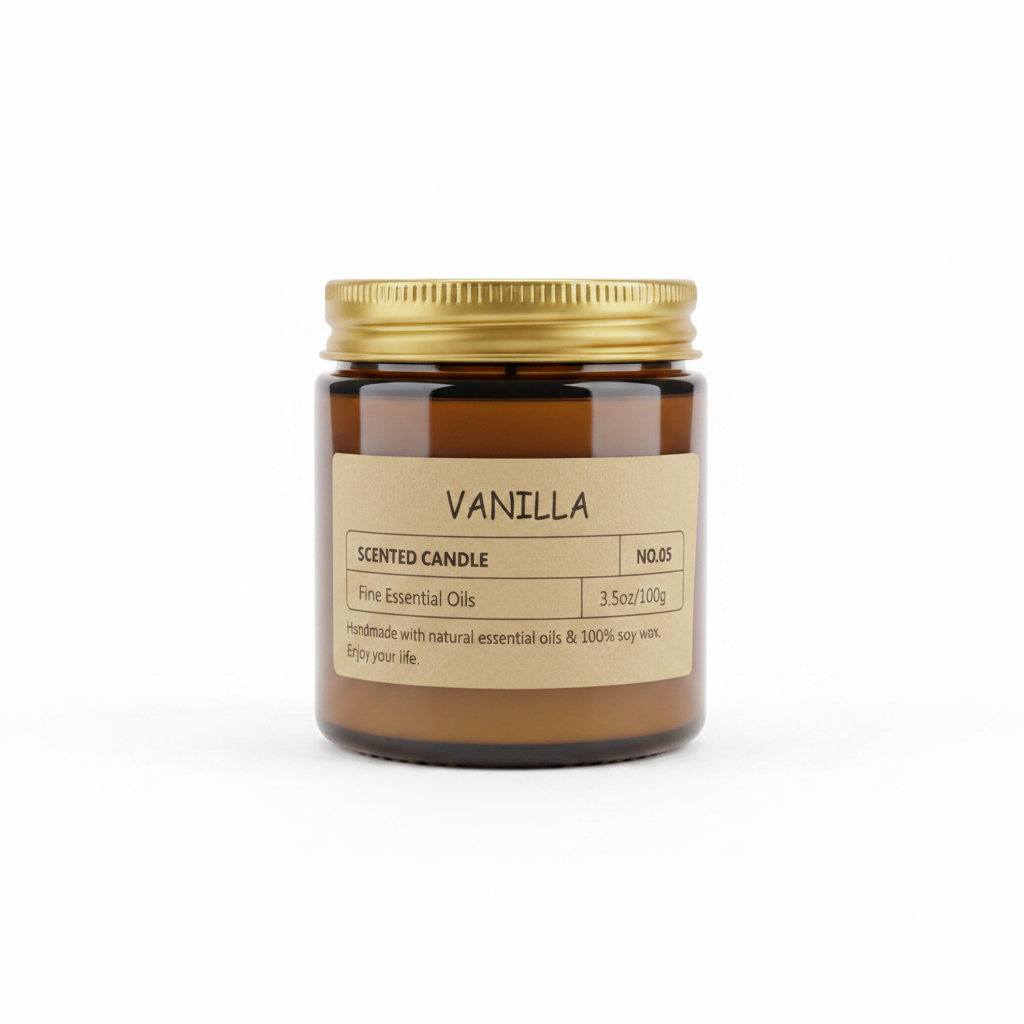 Vanilla Scented Candle No.05 amber glass jar