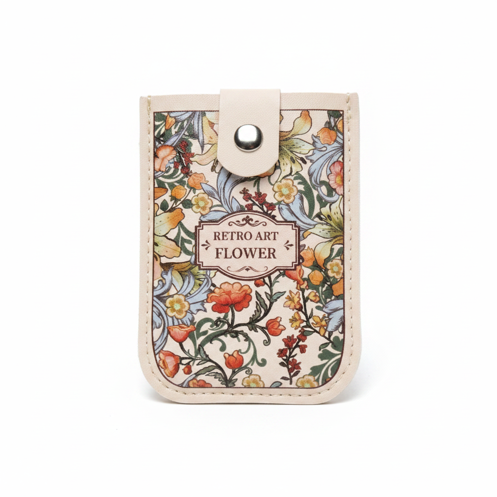 Retro Art Flower Snap Card Holder