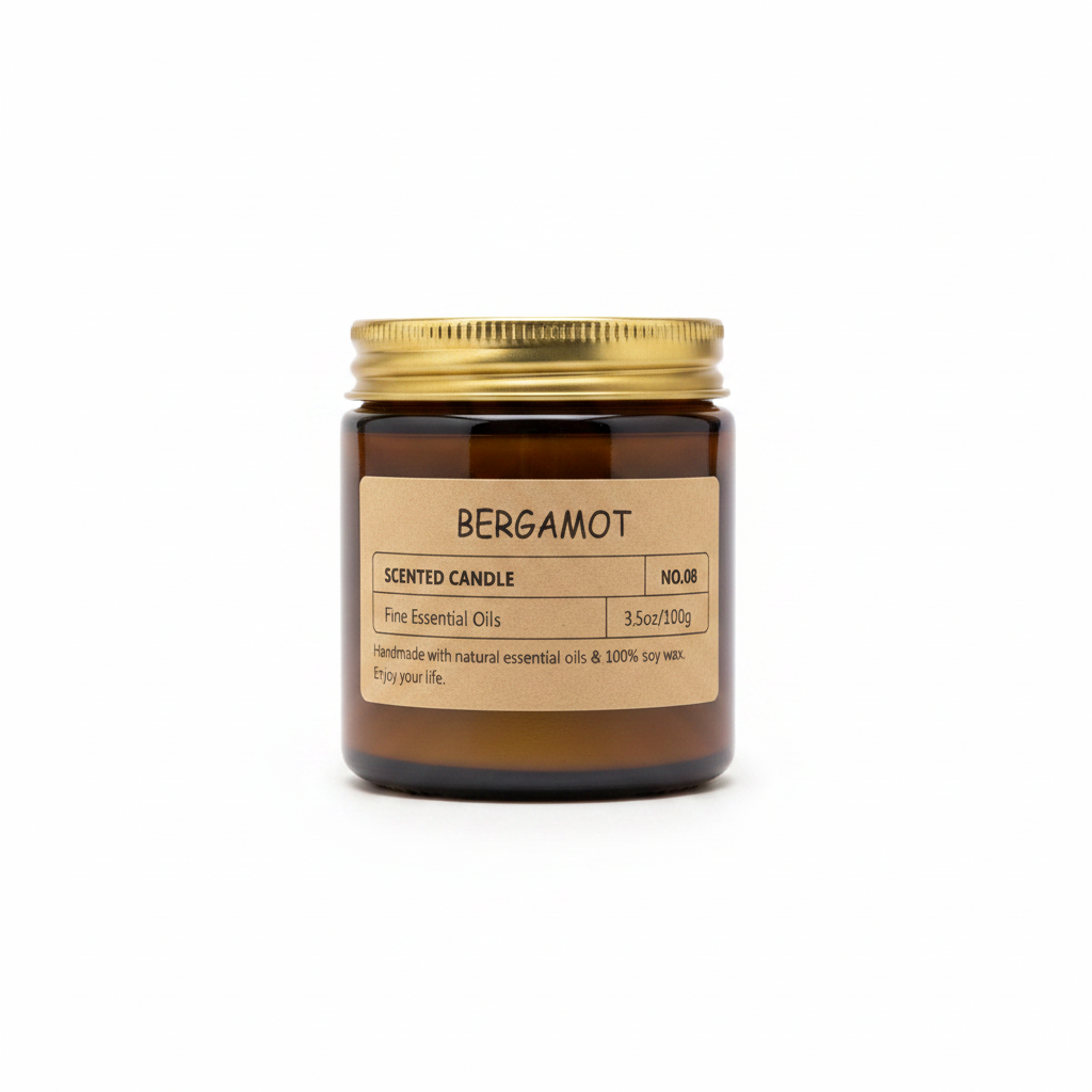 Bergamot Scented Candle No.08 amber glass jar