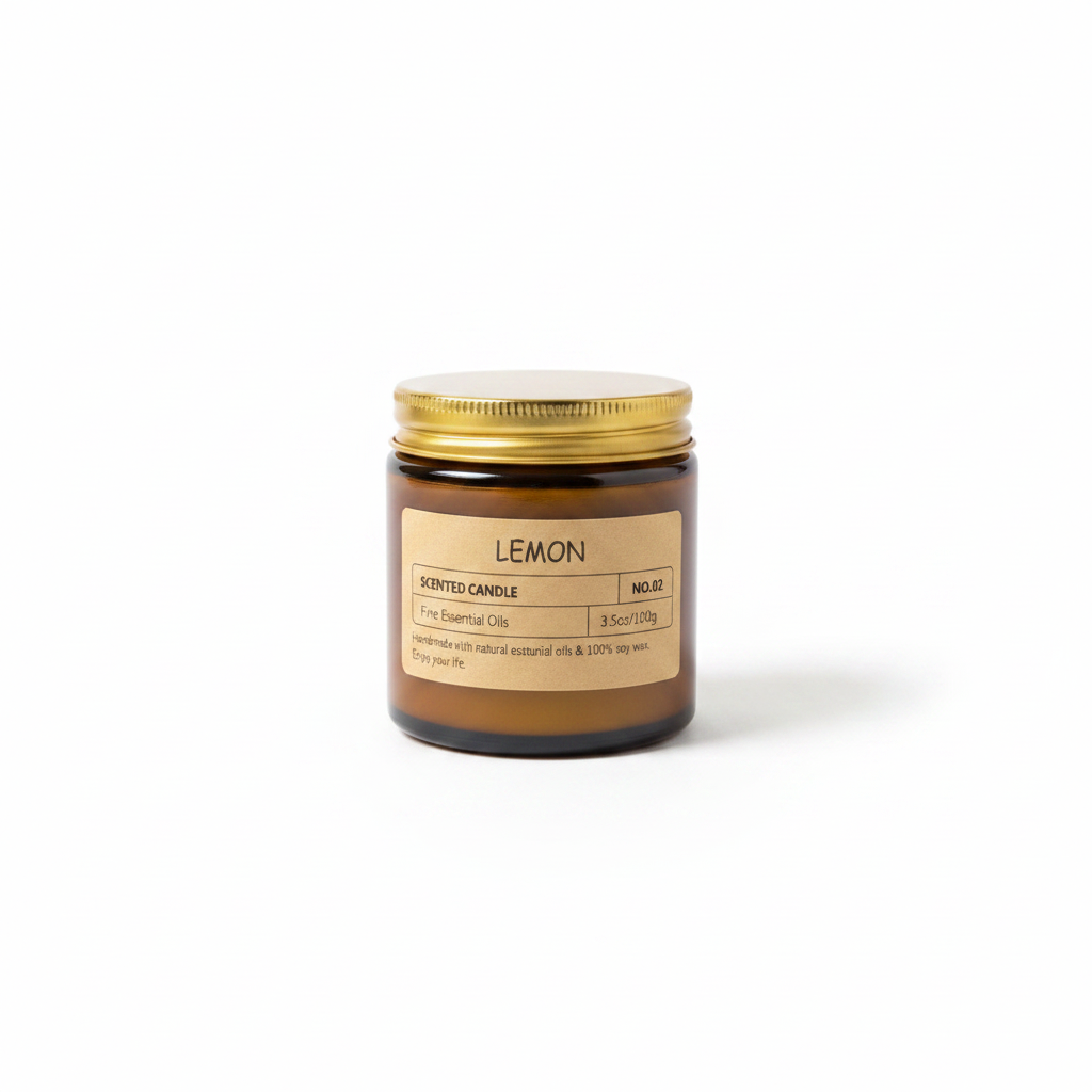 Lemon Scented Candle No.02 amber glass jar