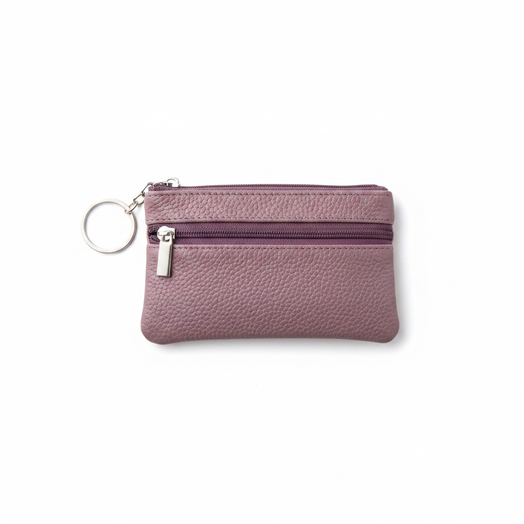 Pink Faux Leather Coin Purse with Keyring