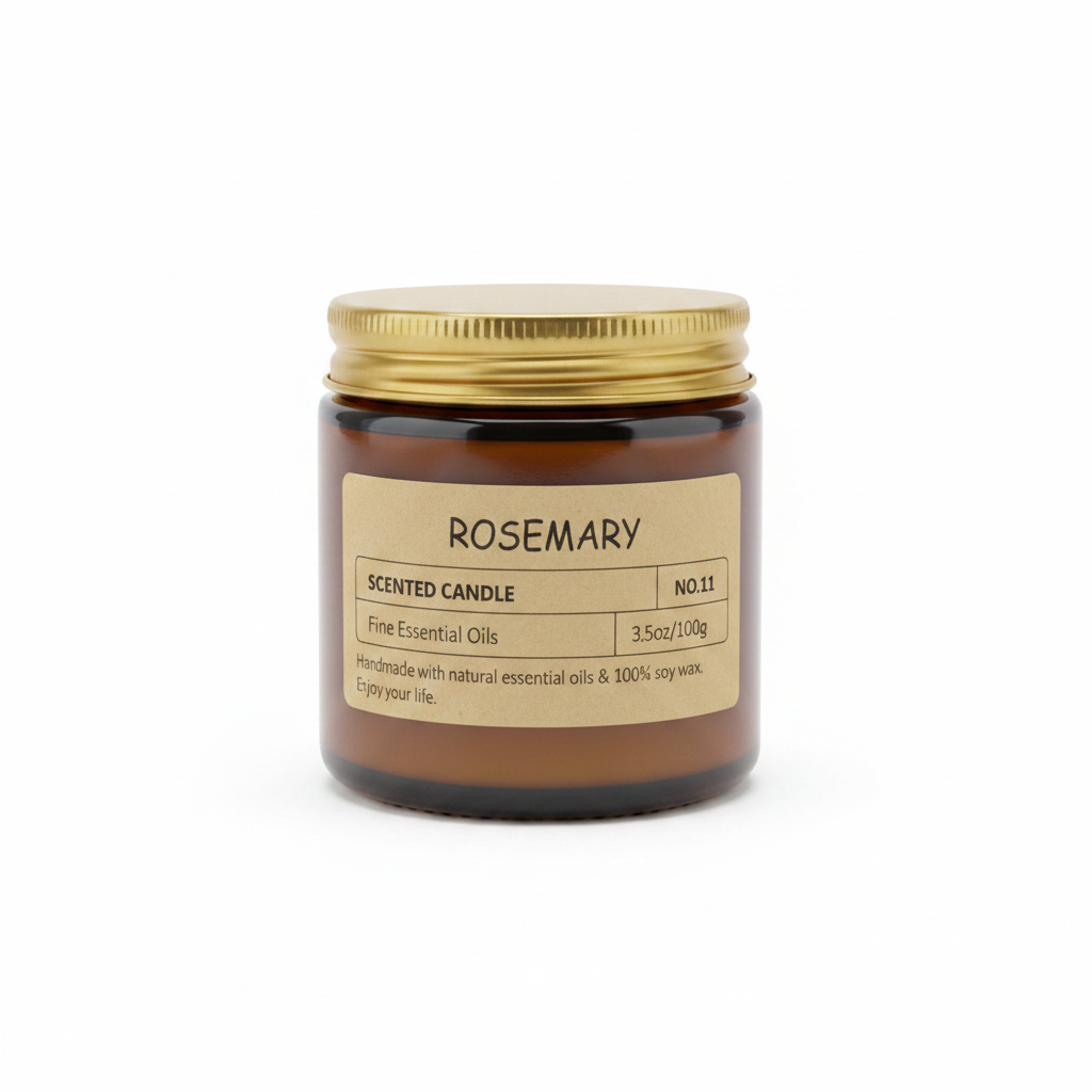 Rosemary Scented Candle No.11 amber glass jar