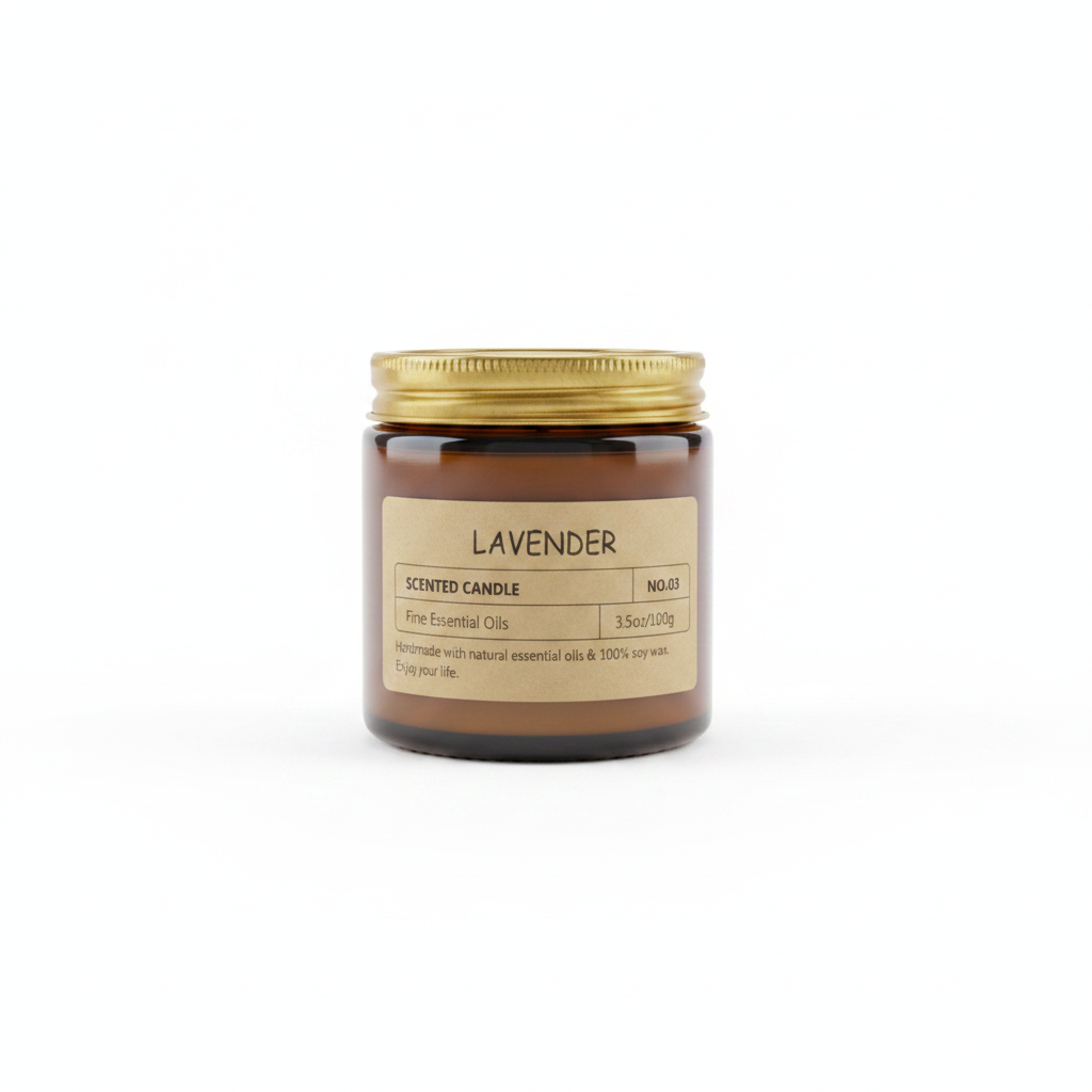 Lavender Scented Candle No.03 amber glass jar