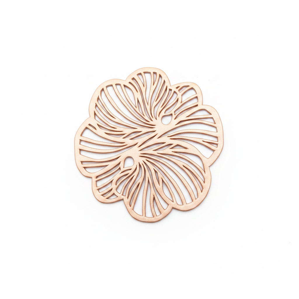 Rose gold open flower swirl coaster set of 2