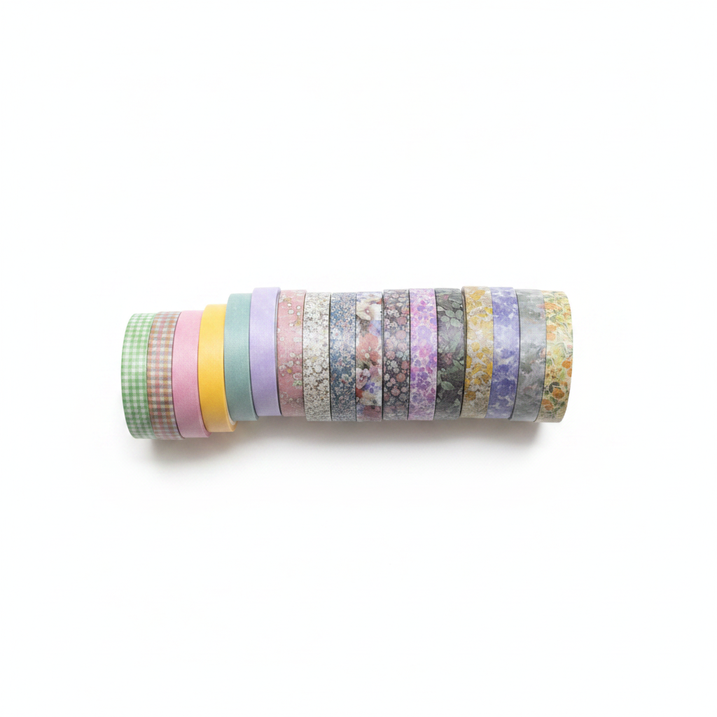Pastel floral decorative washi tape rolls set of 5