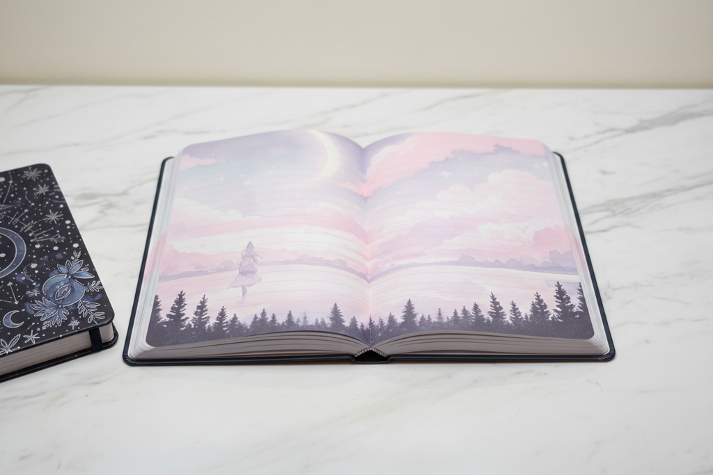 Magic In The Moonlight journal interior pastel cloud pages