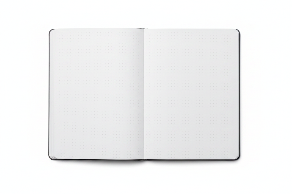 Interior dotted pages of witchy moon phase journal