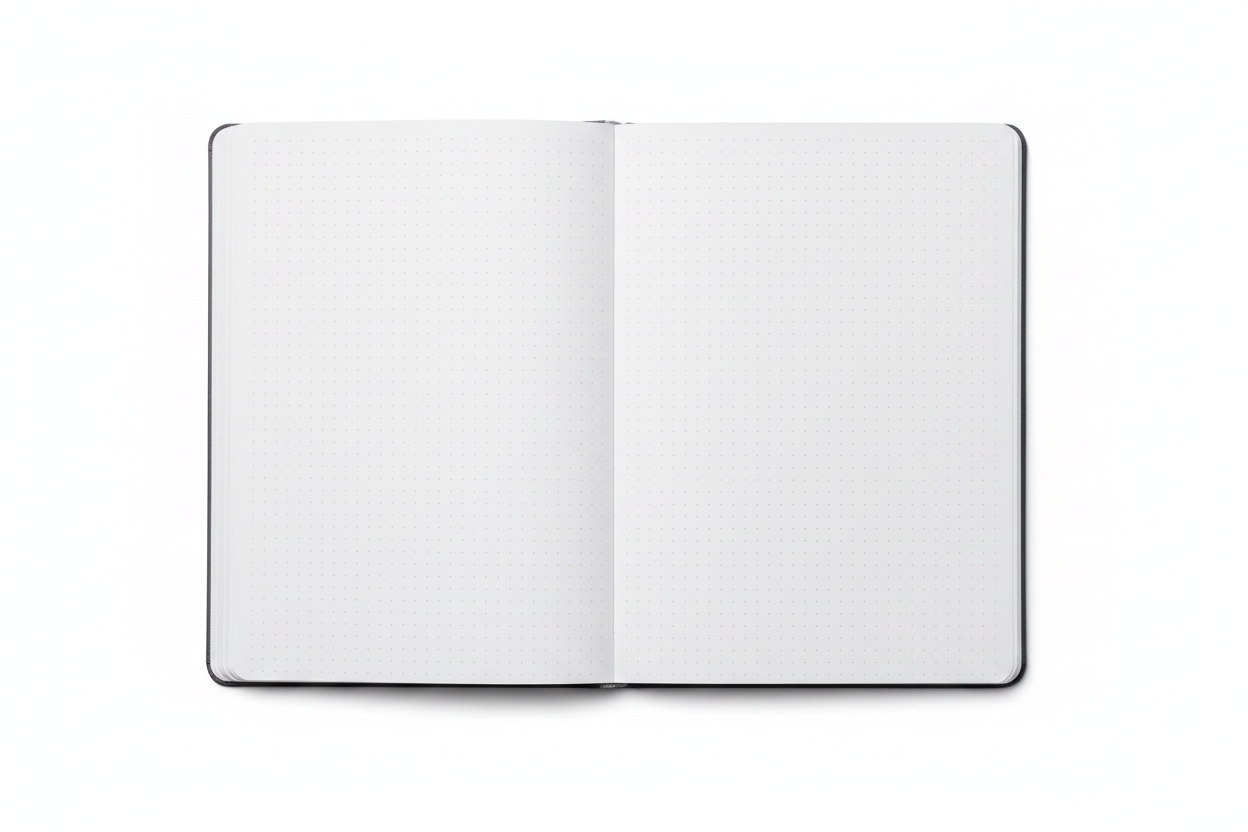 Interior dotted pages of witchy moon phase journal