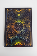 Holographic rainbow foil hardcover sketchbook with crescent moon and constellation design