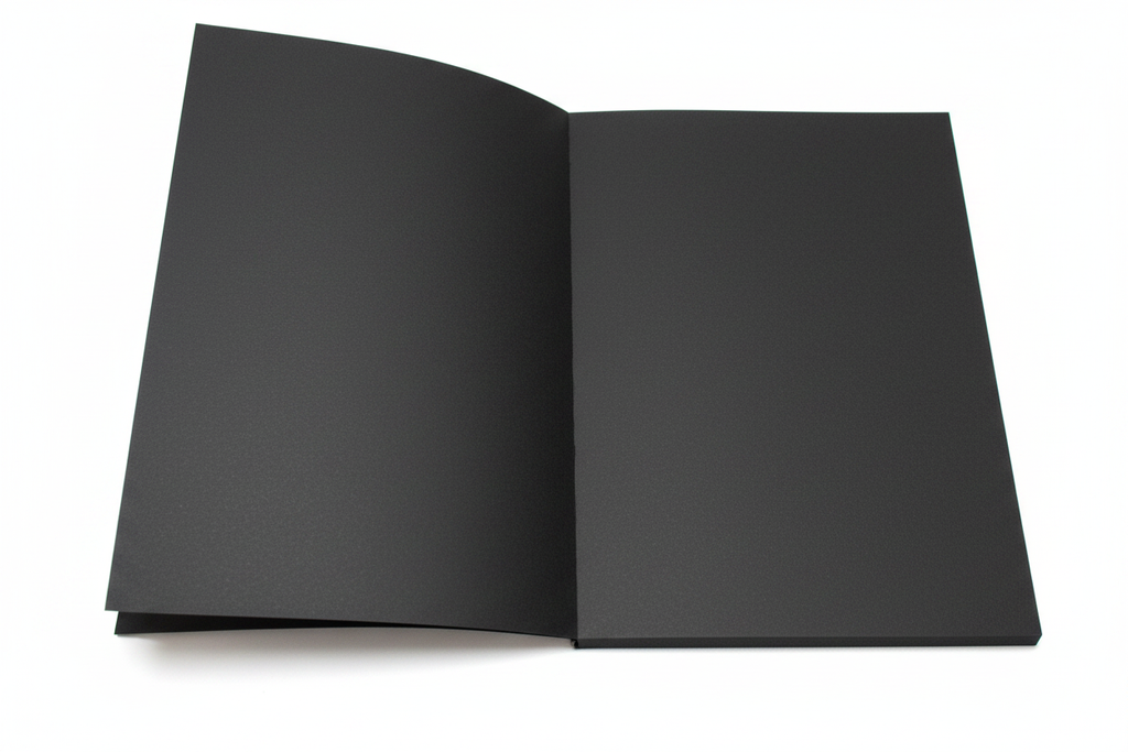 Interior black pages of holographic moon sketchbook