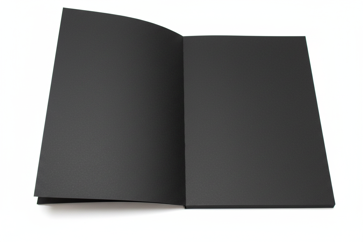Interior black pages of holographic moon sketchbook