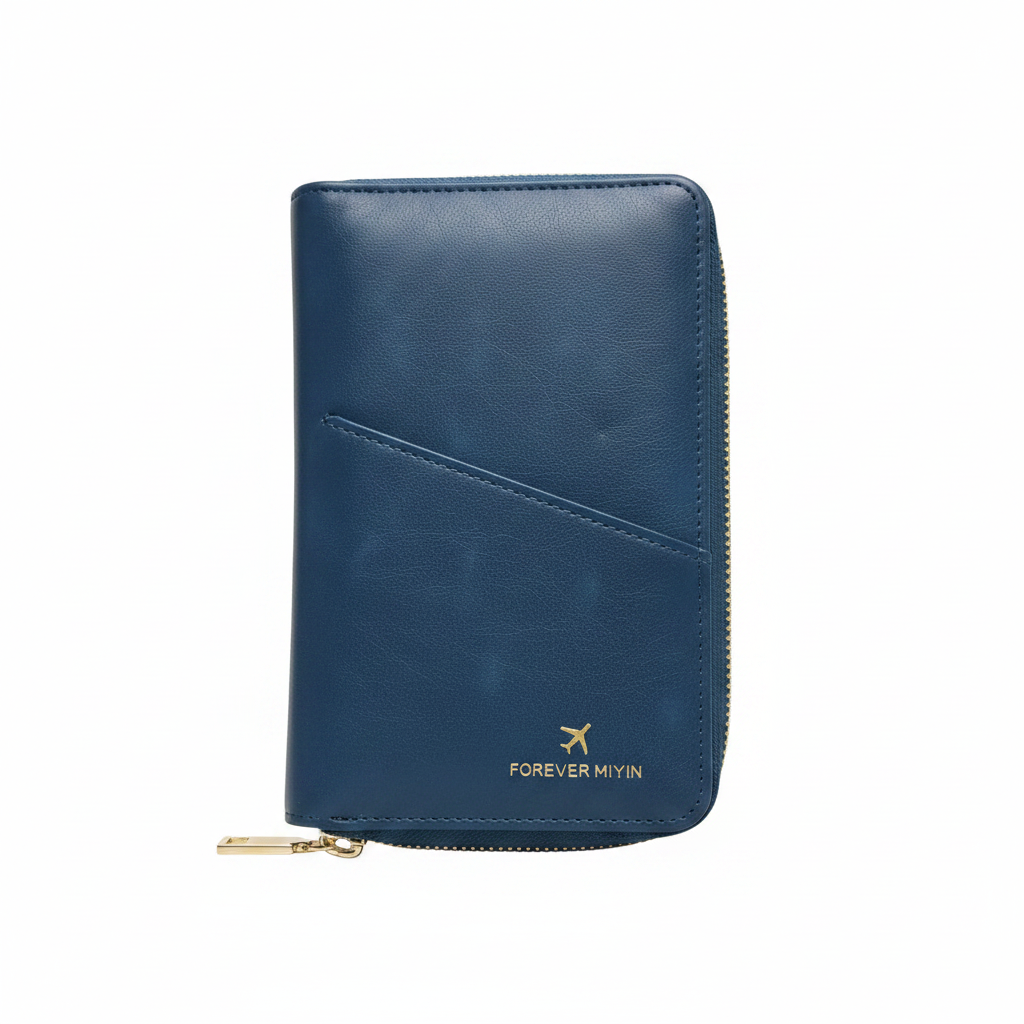 Double Zipper Passport Keeper Travel Wallet – Peacock Blue, closed exterior