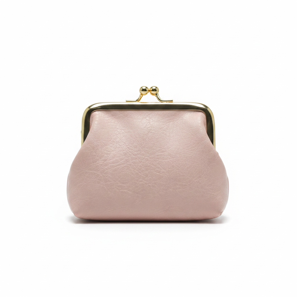 Pink Vintage Kiss-Lock Faux Leather Coin Purse