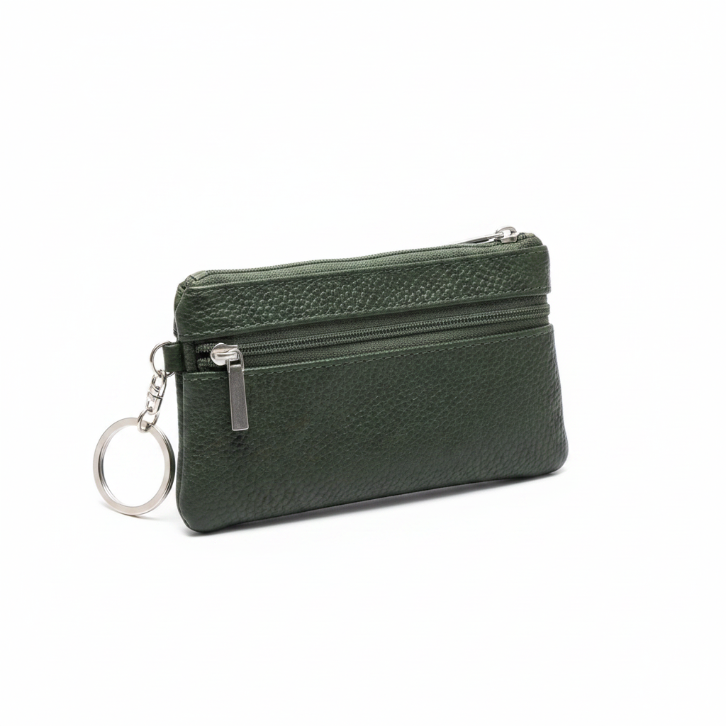 Forest Green Faux Leather Coin Purse with Keyring