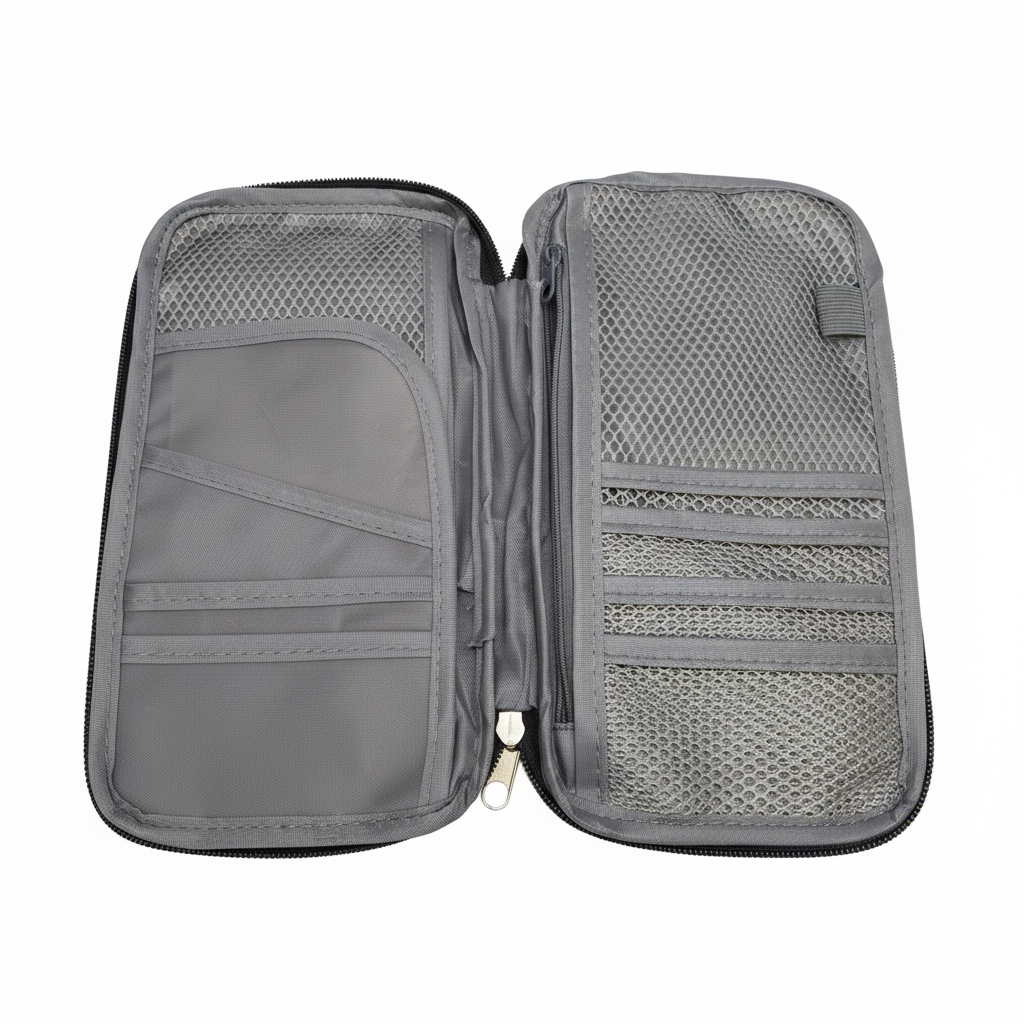 Black Passport Keeper Travel Wallet – interior document sleeve