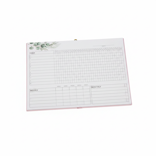 Botanical Habit Tracker interior showing daily, weekly and monthly tracking grids