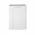 A6 To Do List Notepad with green checkboxes and gold spiral binding