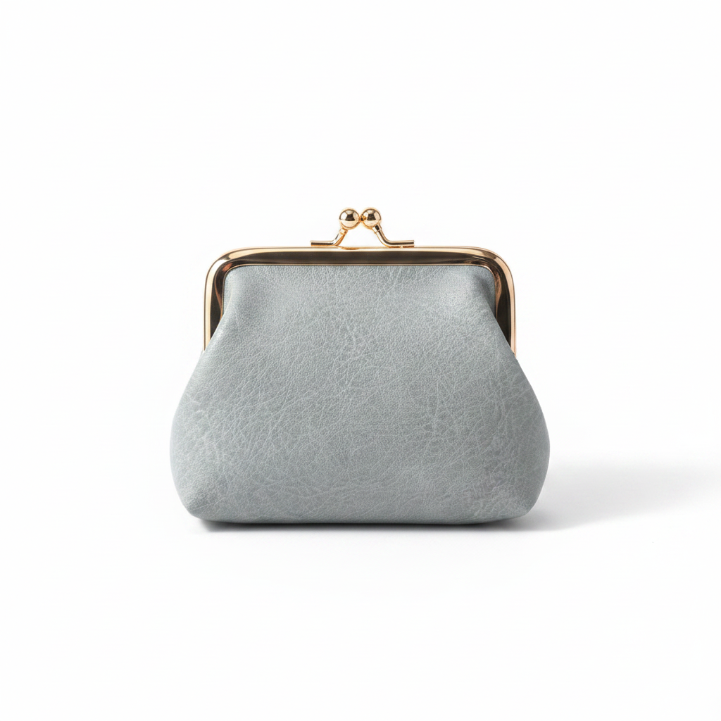 Blue Vintage Kiss-Lock Faux Leather Coin Purse