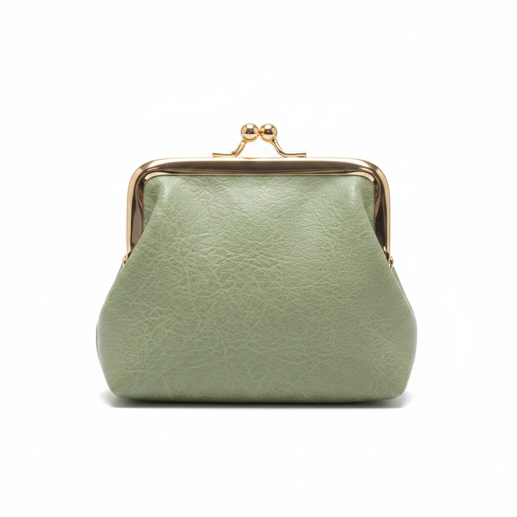 Green Vintage Kiss-Lock Faux Leather Coin Purse