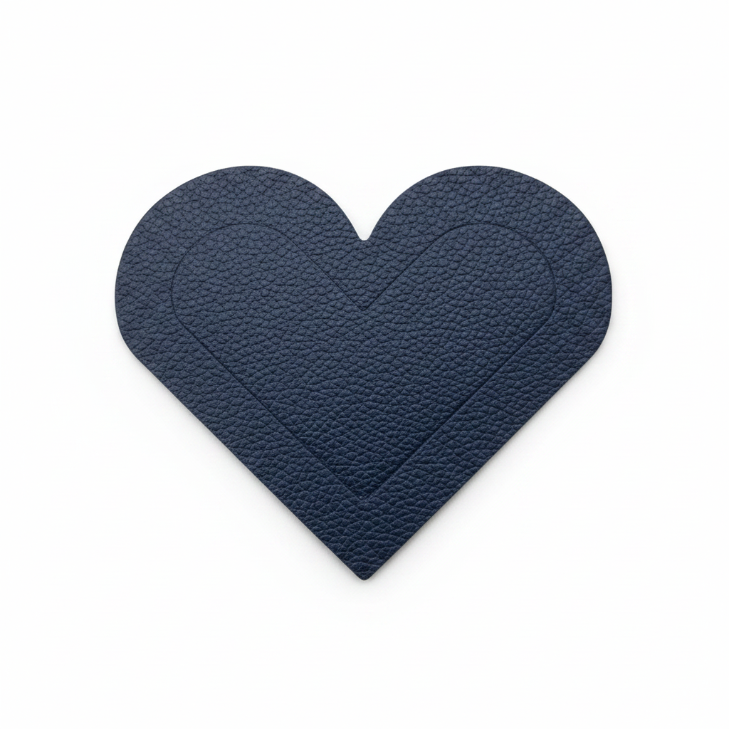 Navy Leather Heart Bookmark