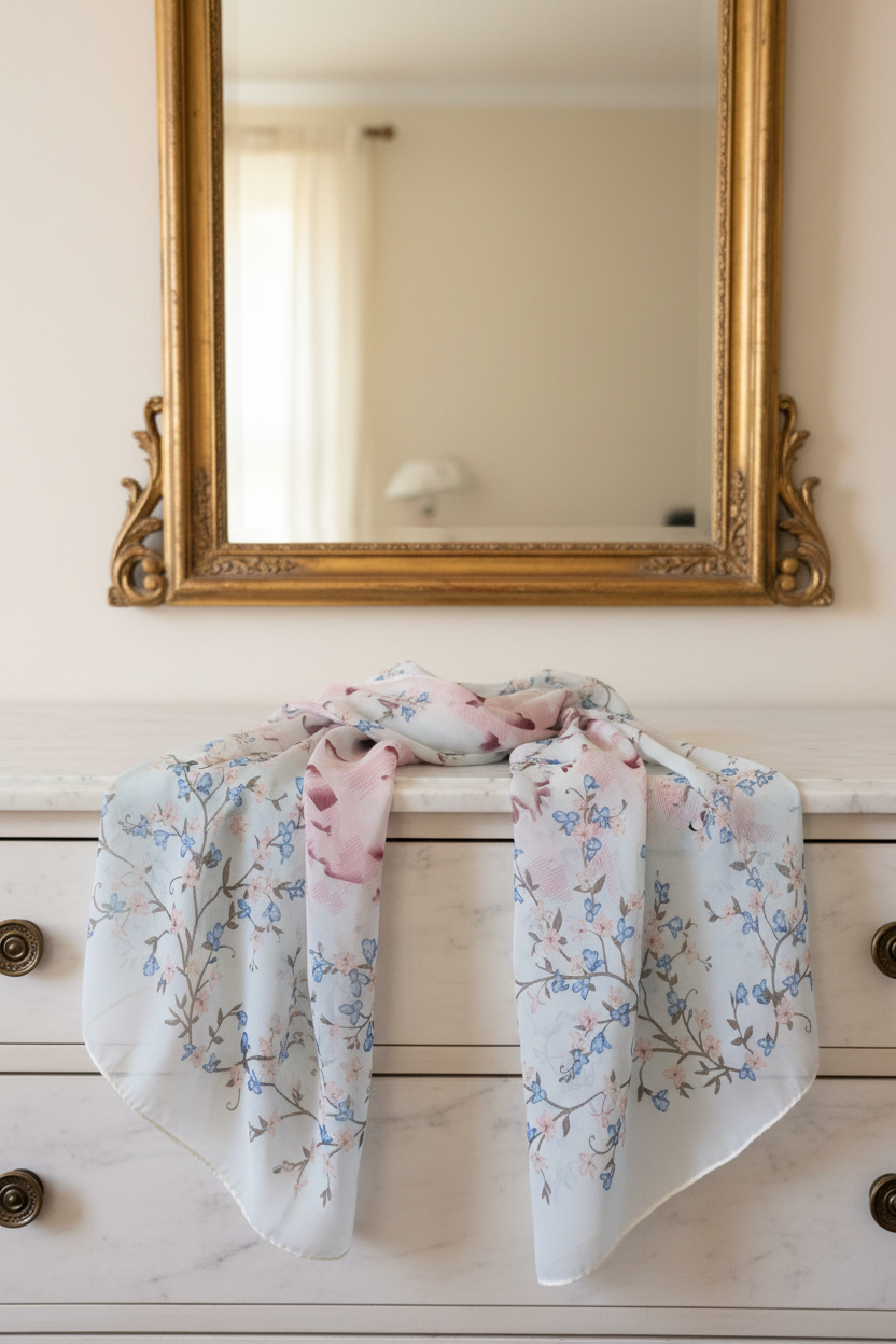 Sky Blue Magnolia Scarf